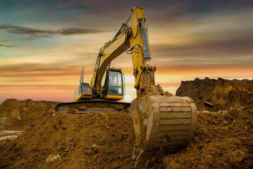 Backhoe tractor digging