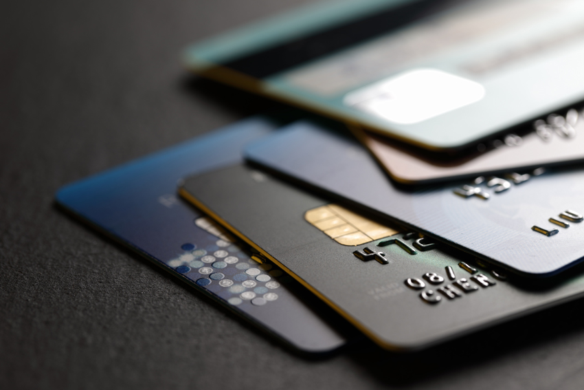 Stack of credit and/or debit cards